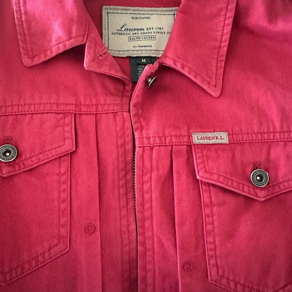 Ralph Lauren Women's Red Cotton Zip-Front Jean Jacket size Medium - Picture 4 of 4